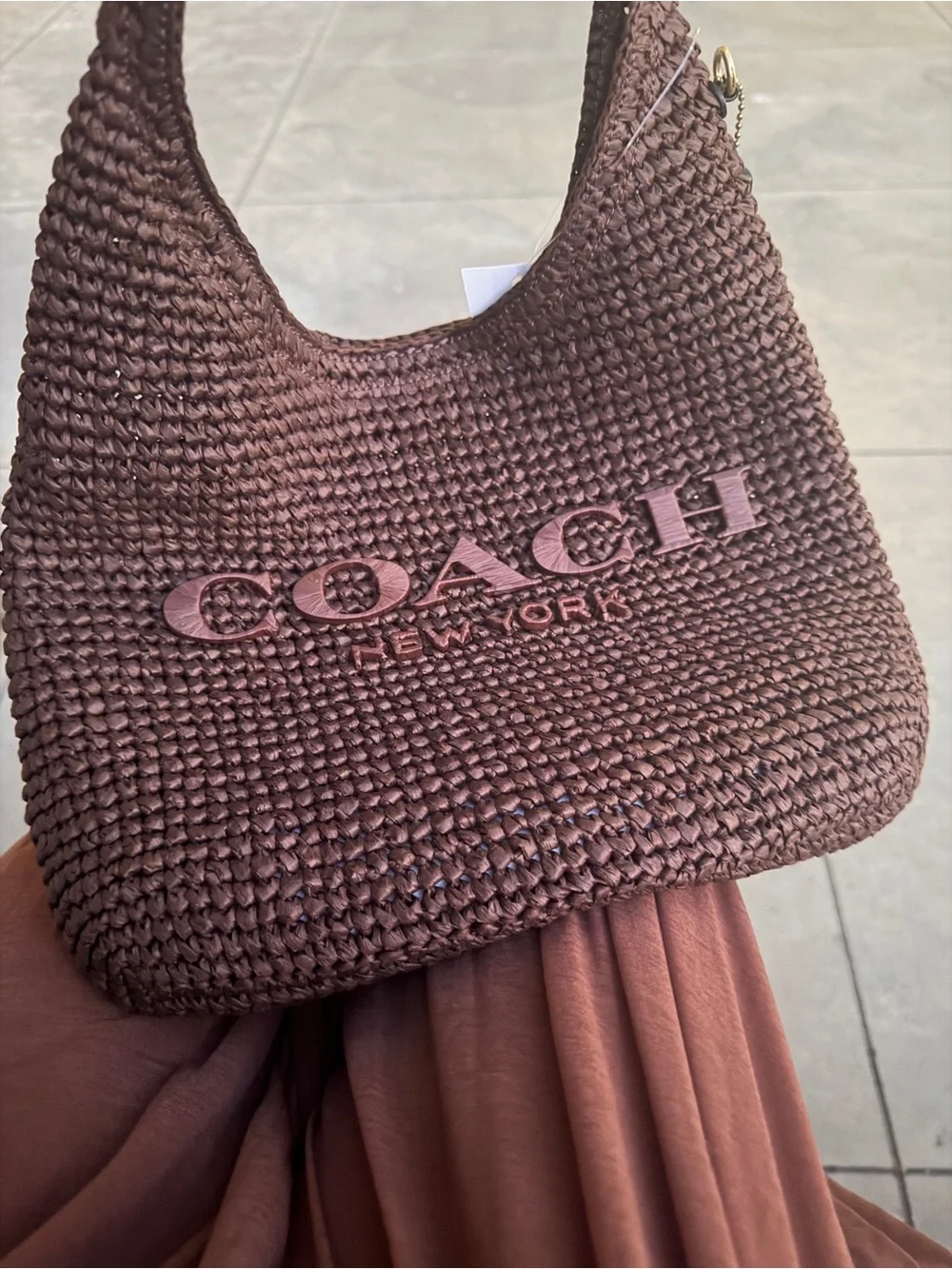 COACH Brown Crocheted Shoulder Bag